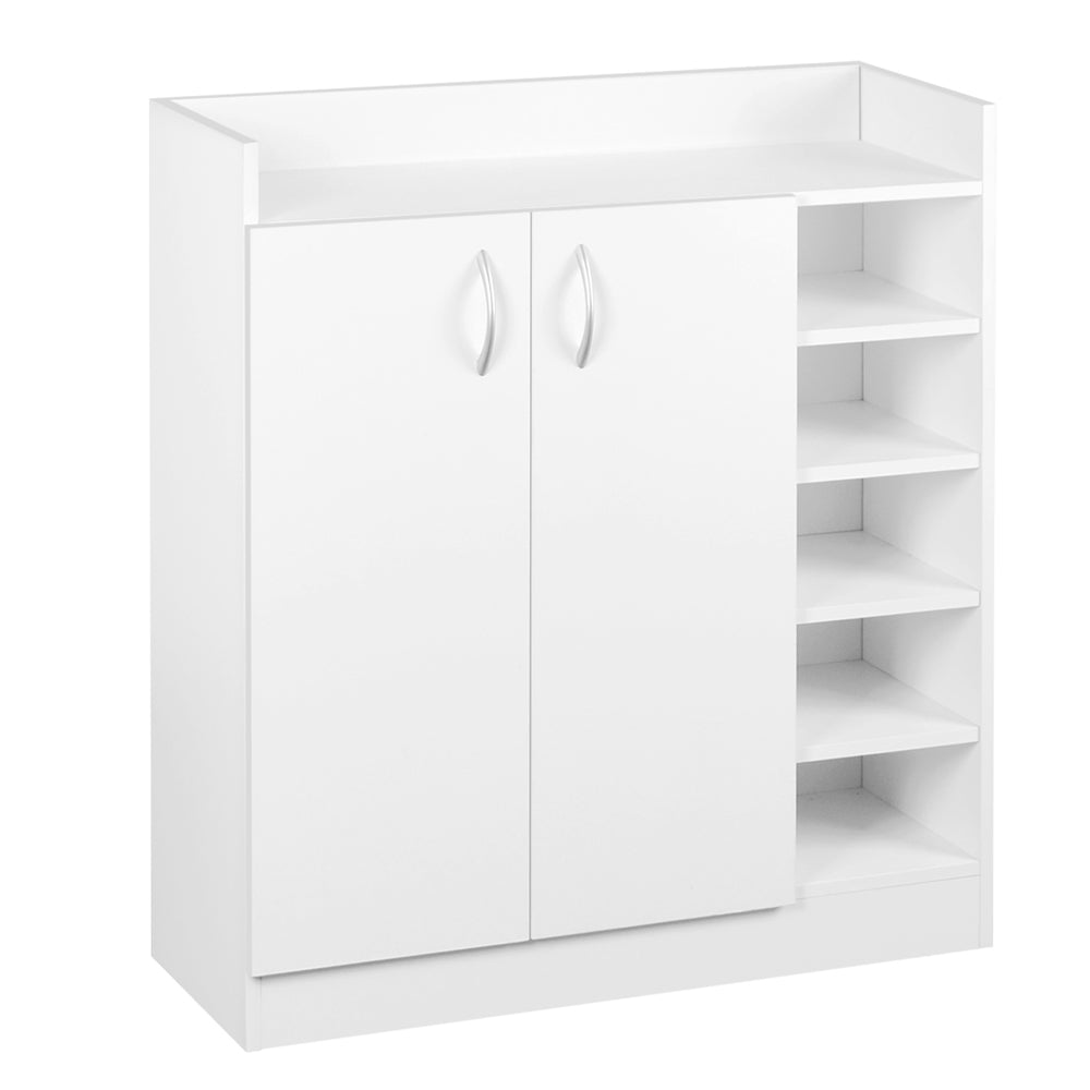 Clair Shoe Rack Cabinet 21 Pairs Adjustable Shelves - White