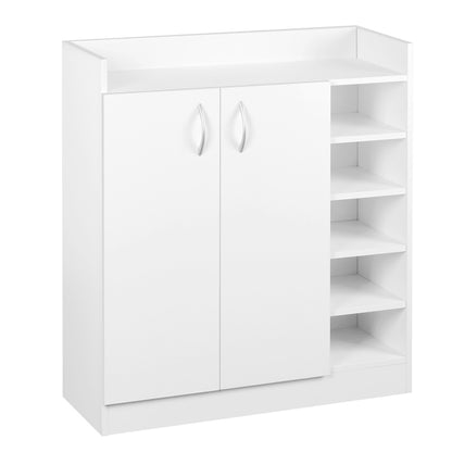Clair Shoe Rack Cabinet 21 Pairs Adjustable Shelves - White