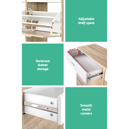 Sara Shoe Rack Cabinet 36 Pairs Adjustable Shelves - Pine