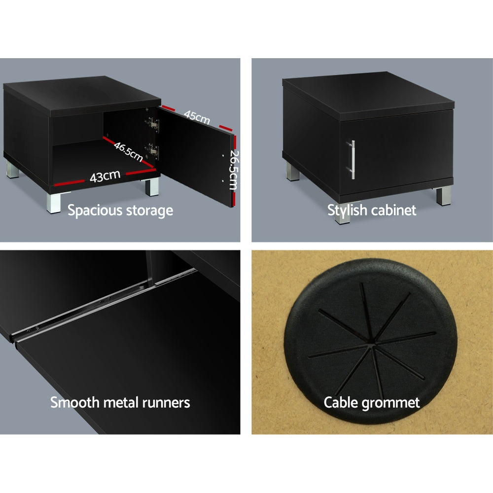 Danson TV Cabinet Entertainment Unit 190cm - Black