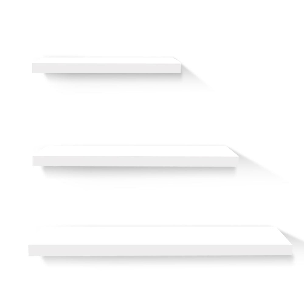Set of 3 Floating Wall Shelf - White