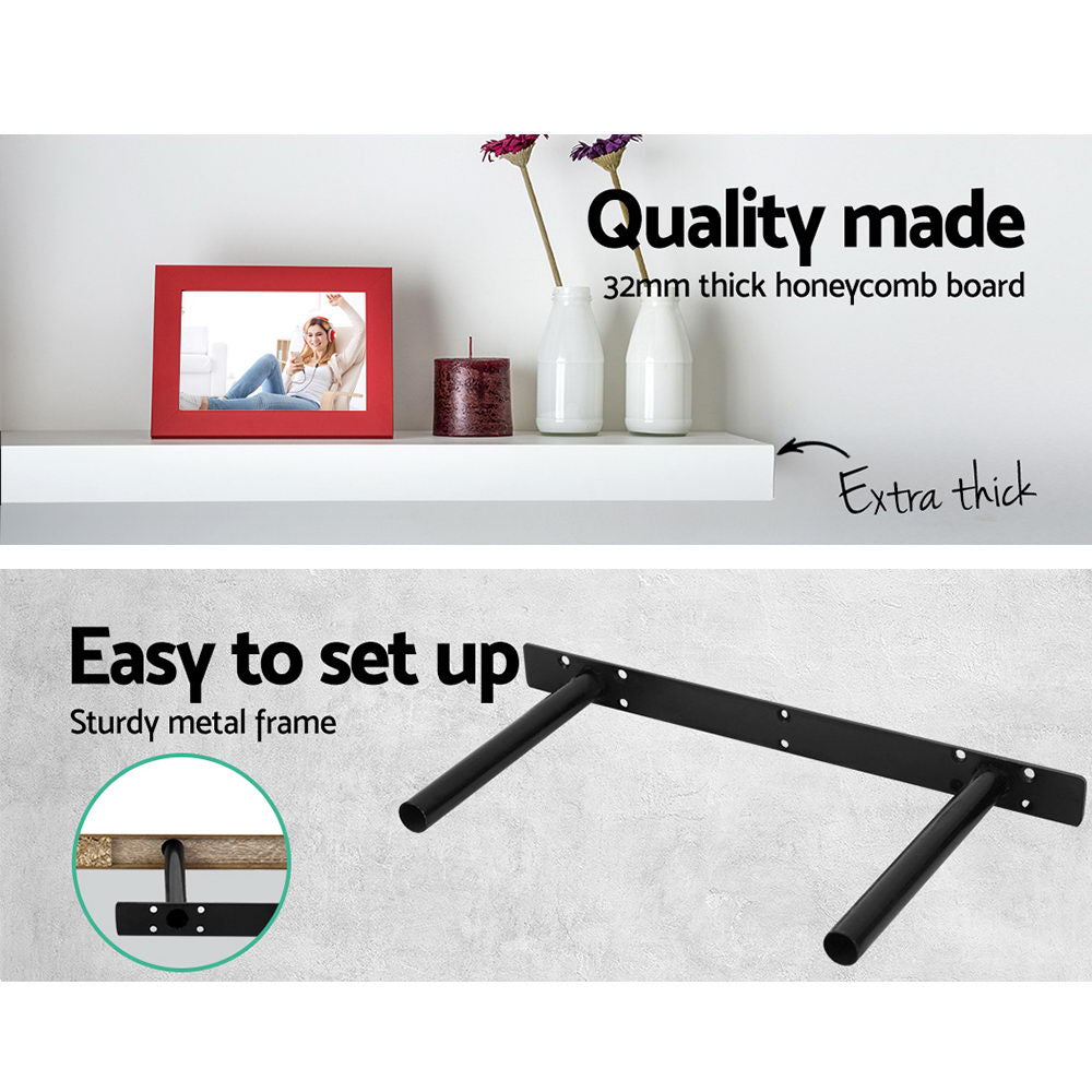 Set of 3 Floating Wall Shelf - White