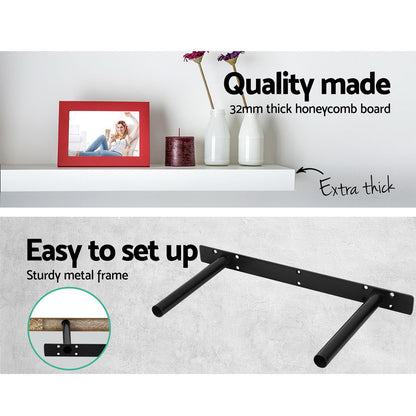 Set of 3 Floating Wall Shelf - White