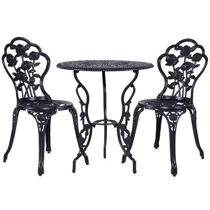 3 Piece Outdoor Cast Aluminum Bistro Set - Rose Black