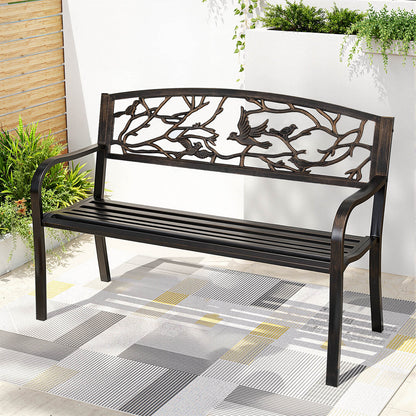Outdoor Bench Seat Garden Steel Outdoor Furniture 3 Seater Park Bronze
