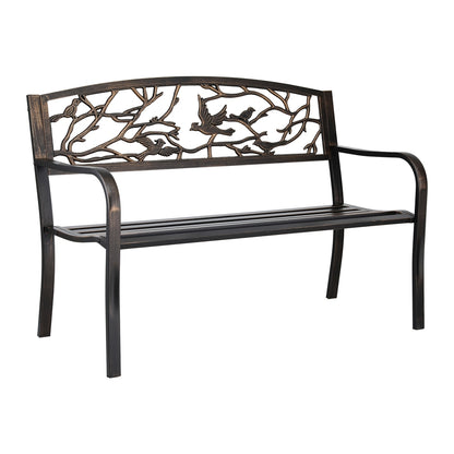 Outdoor Bench Seat Garden Steel Outdoor Furniture 3 Seater Park Bronze
