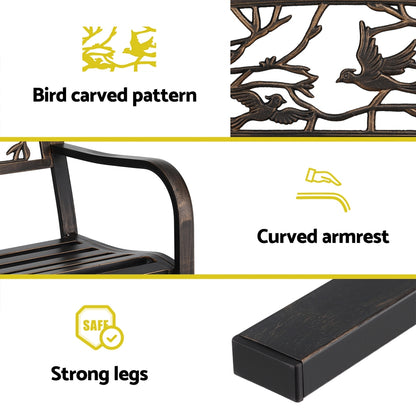 Outdoor Bench Seat Garden Steel Outdoor Furniture 3 Seater Park Bronze