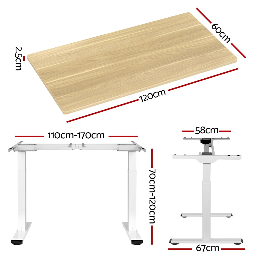 Standing Desk Motorised Dual Motor 120CM - White Oak