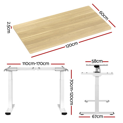 Standing Desk Motorised Dual Motor 120CM - White Oak