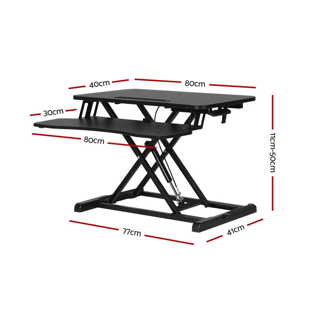 Adjustable Standing Desk Riser - Black 80CM