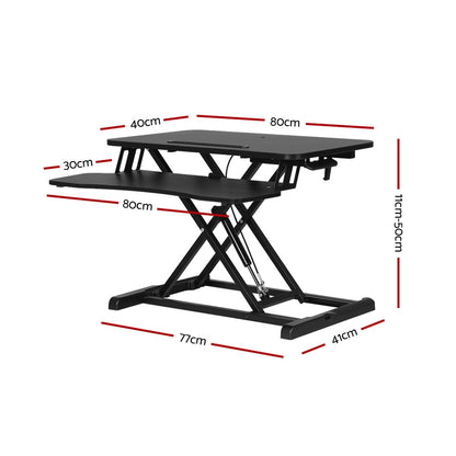 Adjustable Standing Desk Riser - Black 80CM
