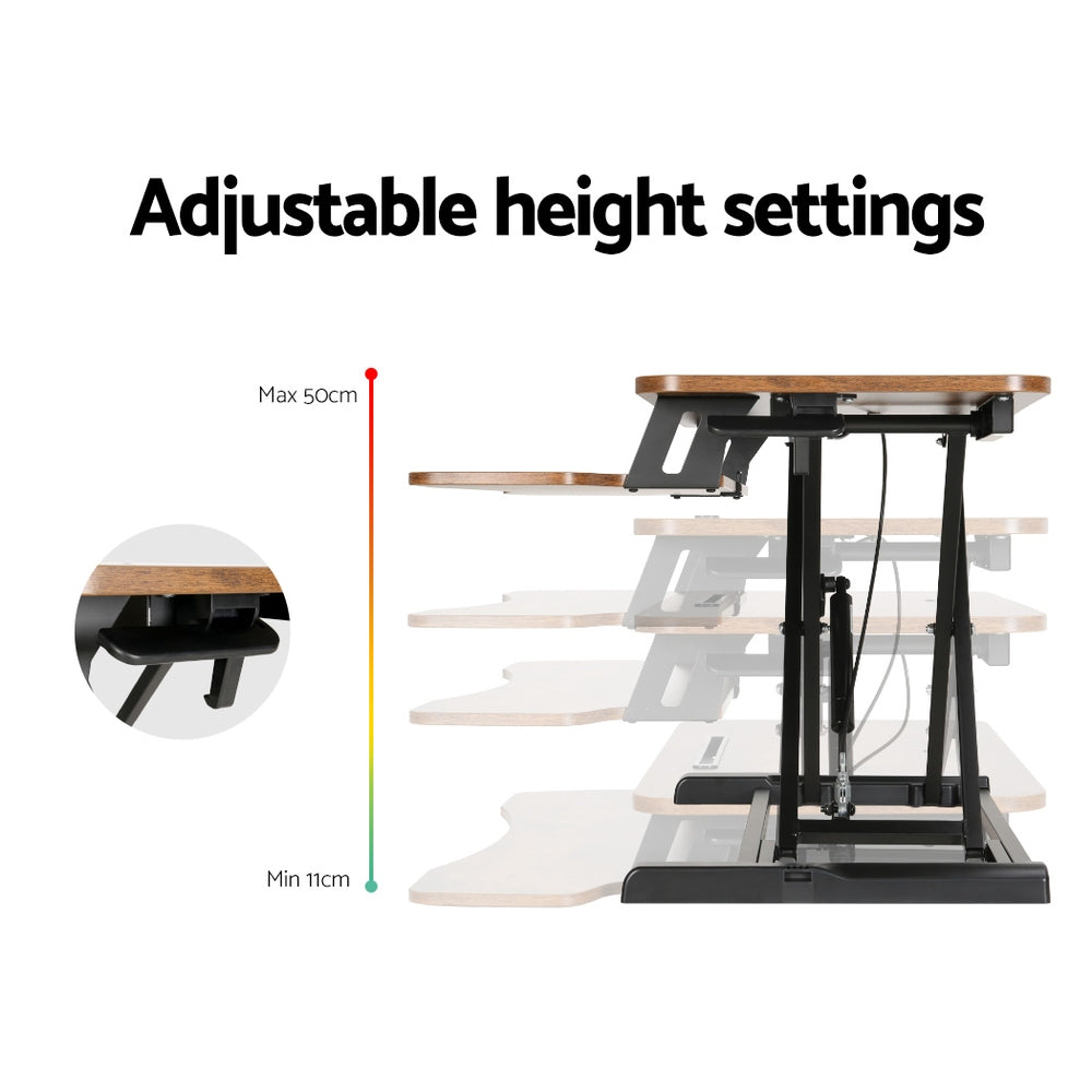 Standing Desk Riser Height Adjustable 80CM - Rustic Brown