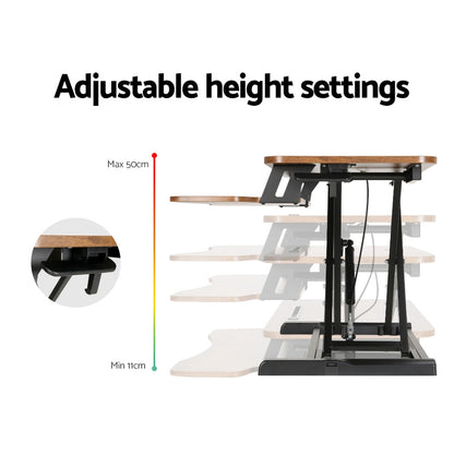 Standing Desk Riser Height Adjustable 80CM - Rustic Brown