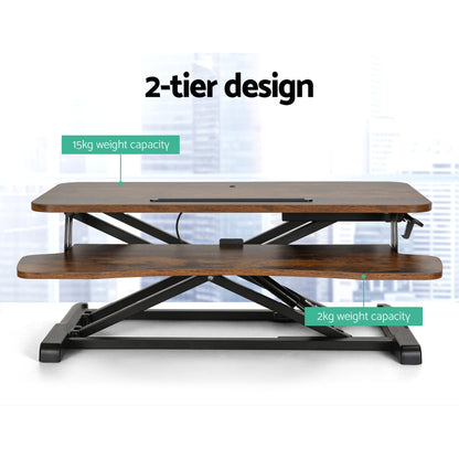 Standing Desk Riser Height Adjustable 80CM - Rustic Brown