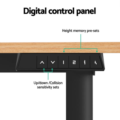 Electric Standing Desk 140cm Adjustable Height Motorised - Oak & Black