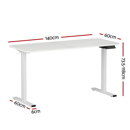 Electric Standing Desk 140cm Adjustable Height - White
