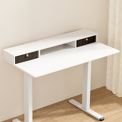 Standing Desk Desktop Removable Bookshelf Drawer 120cm - White