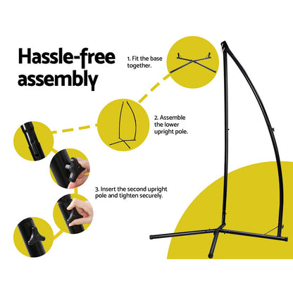 Macrame Hammock Chair with Steel Stand Outdoor Swinging - Cream