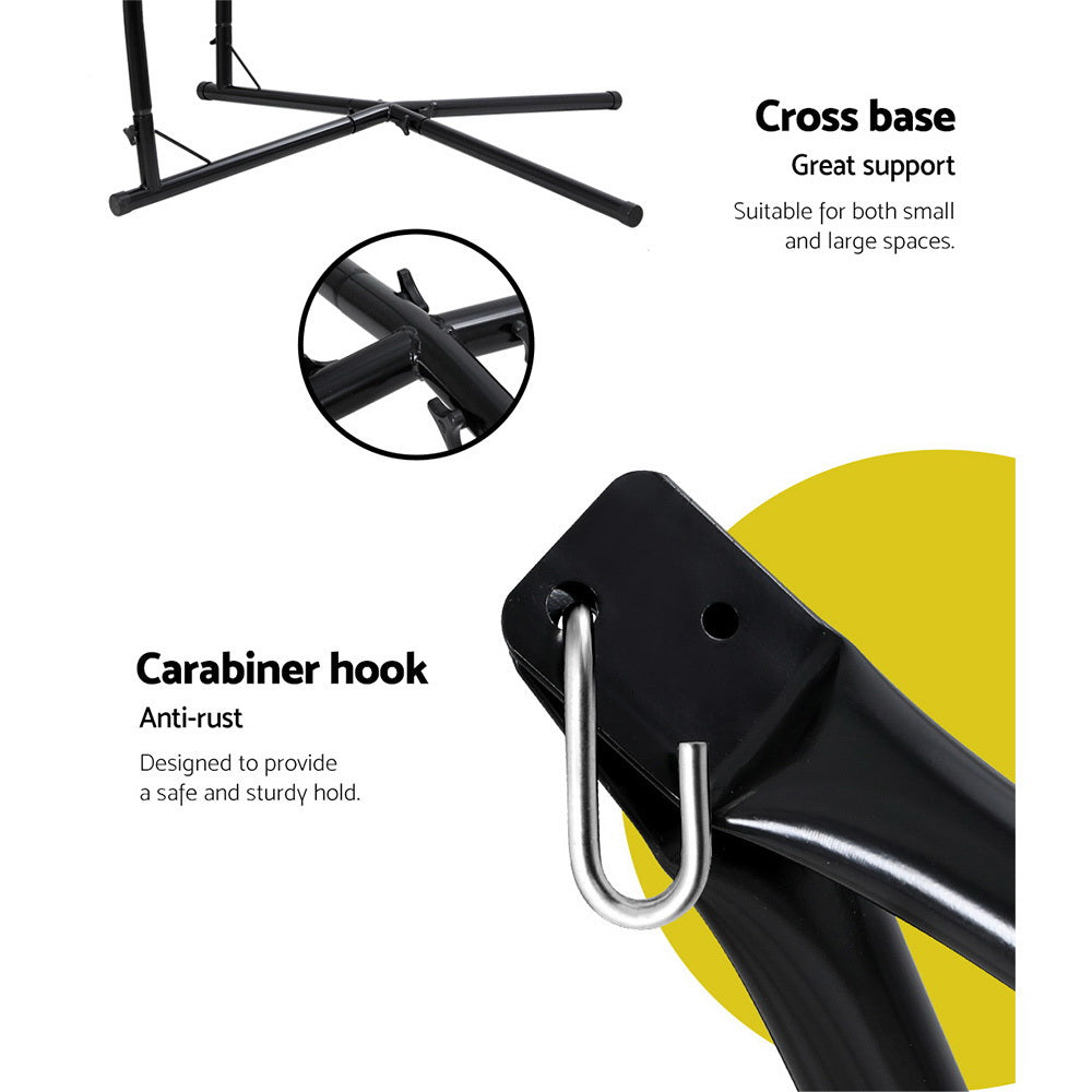 Outdoor Hammock Chair with Steel Stand Hanging Tassel Cream