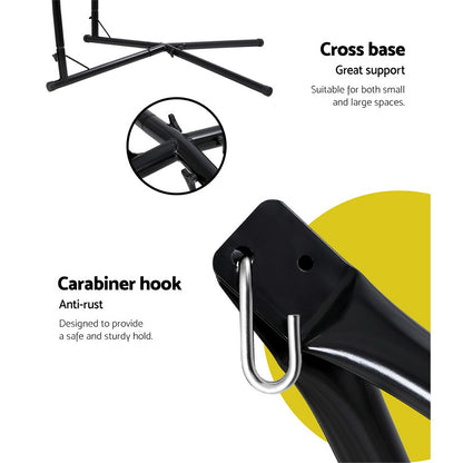 Outdoor Hammock Chair with Steel Stand Hanging Tassel Cream