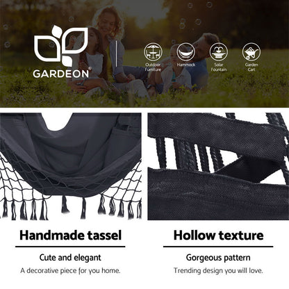 Outdoor Hammock Chair with Steel Stand Hanging Tassel Grey