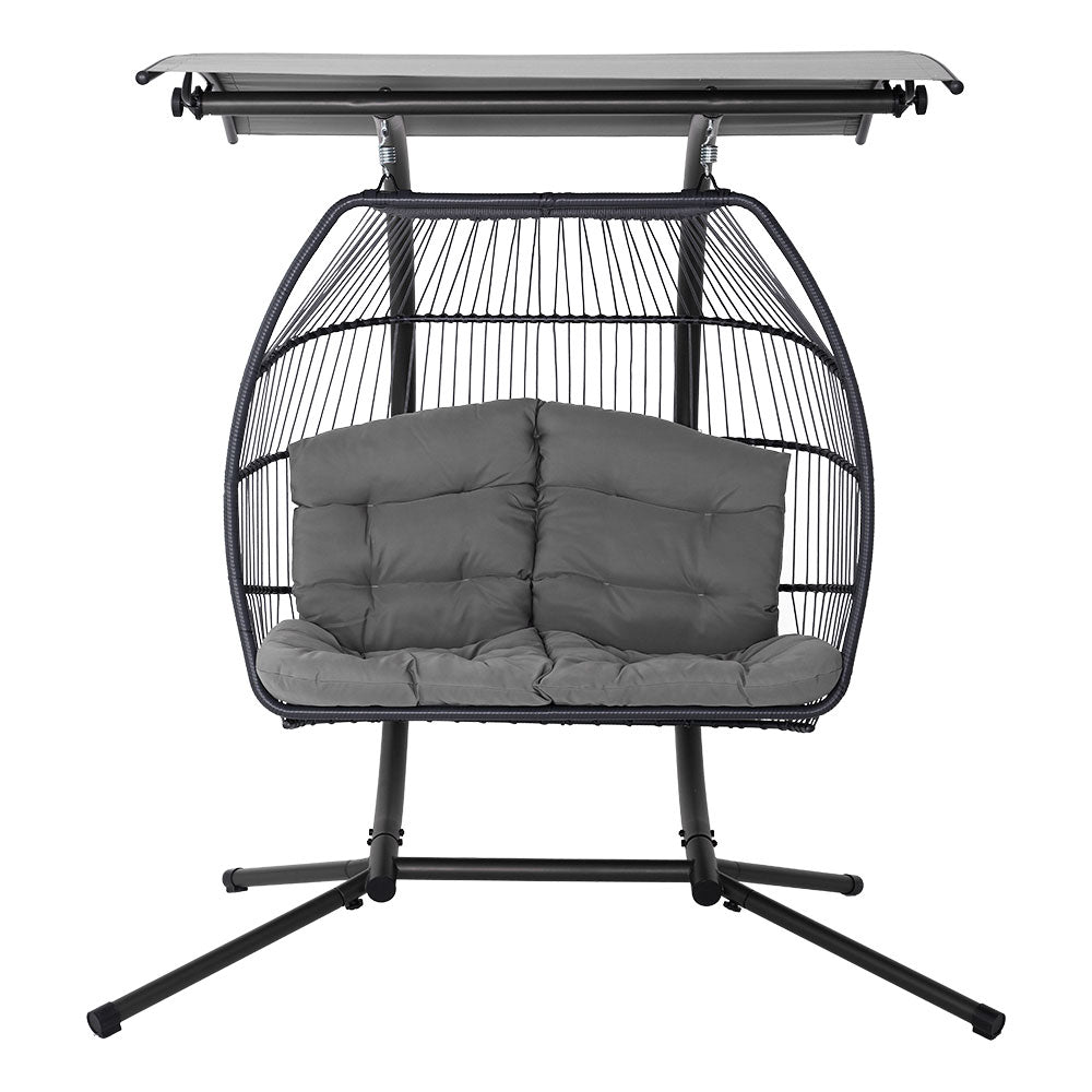 2 Seater Outdoor Egg Swing Chair Wicker - Grey