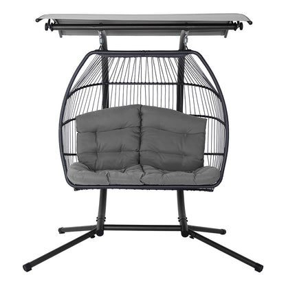 2 Seater Outdoor Egg Swing Chair Wicker - Grey