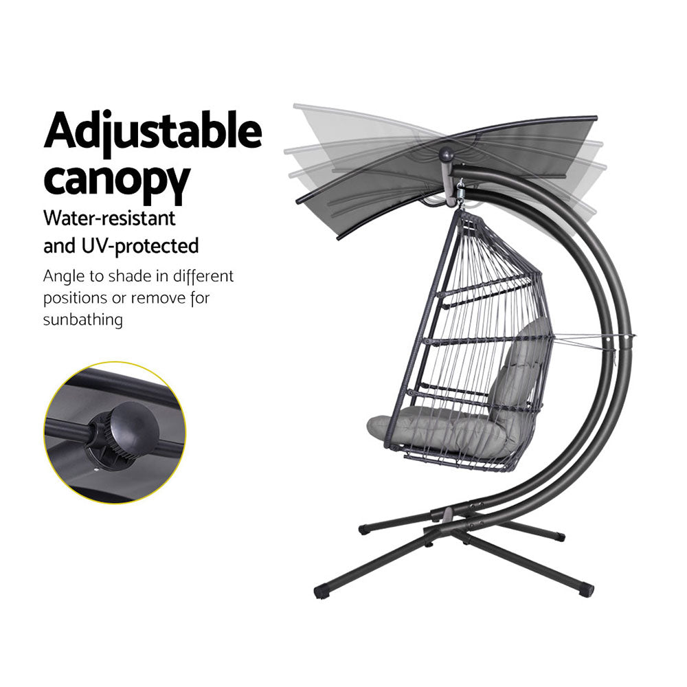 2 Seater Outdoor Egg Swing Chair Wicker - Grey