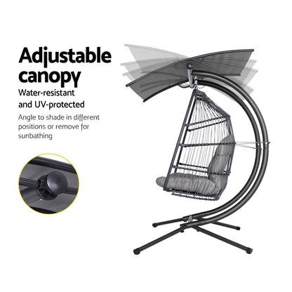 2 Seater Outdoor Egg Swing Chair Wicker - Grey