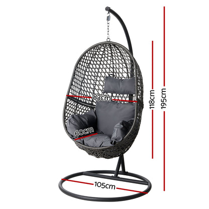 Outdoor Egg Swing Chair Wicker Rattan - Black