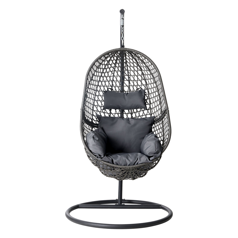 Outdoor Egg Swing Chair Wicker Rattan - Black
