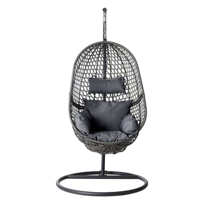 Outdoor Egg Swing Chair Wicker Rattan - Black