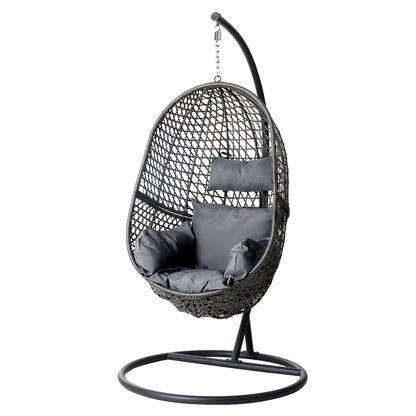 Outdoor Egg Swing Chair Wicker Rattan - Black