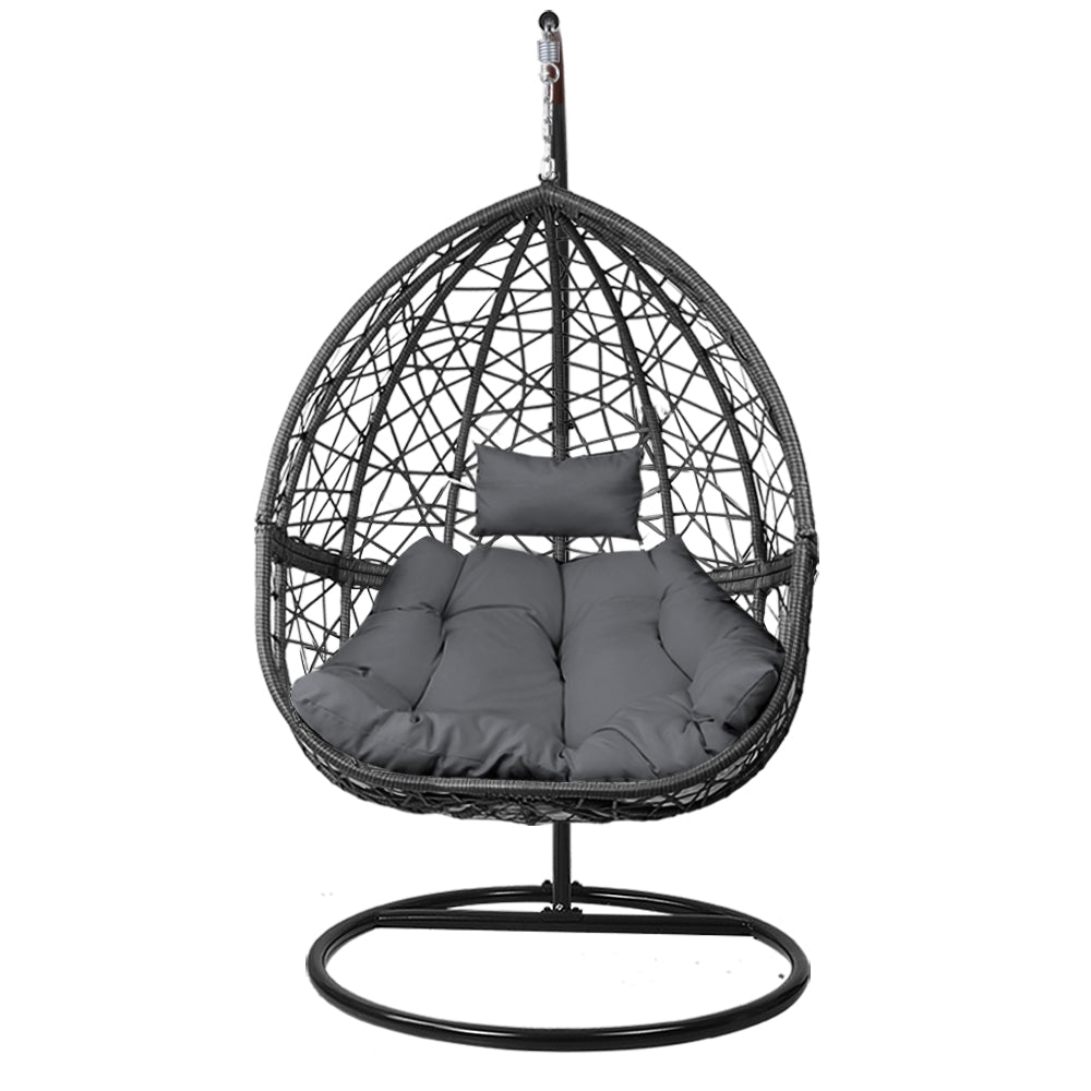 Outdoor Egg Swing Chair Wicker Rattan - Grey