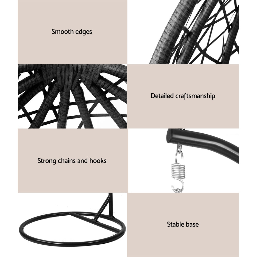 Outdoor Egg Swing Chair Wicker Rattan - Grey