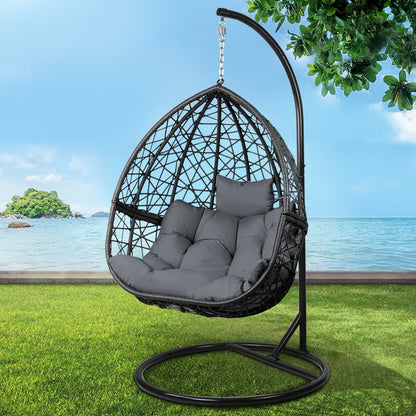 Outdoor Egg Swing Chair Wicker Rattan - Grey