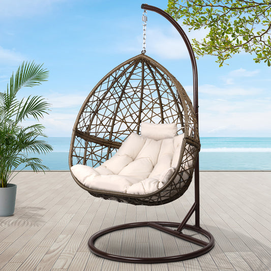 Outdoor Egg Swing Chair Wicker Rattan - Latte