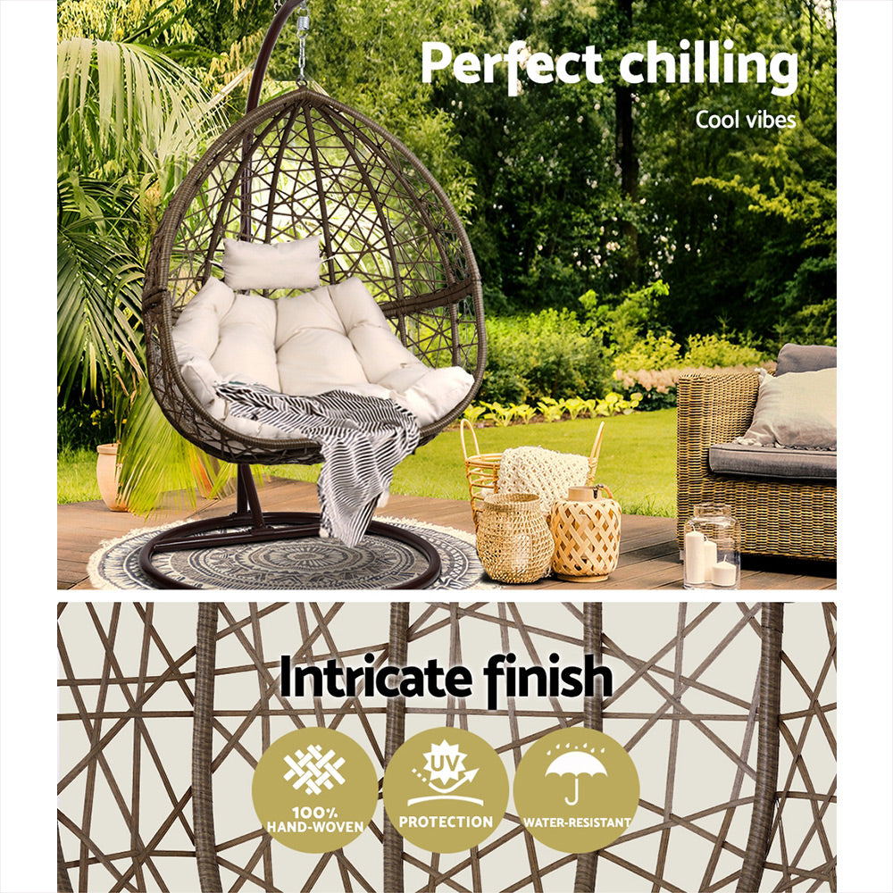 Outdoor Egg Swing Chair Wicker Rattan - Latte
