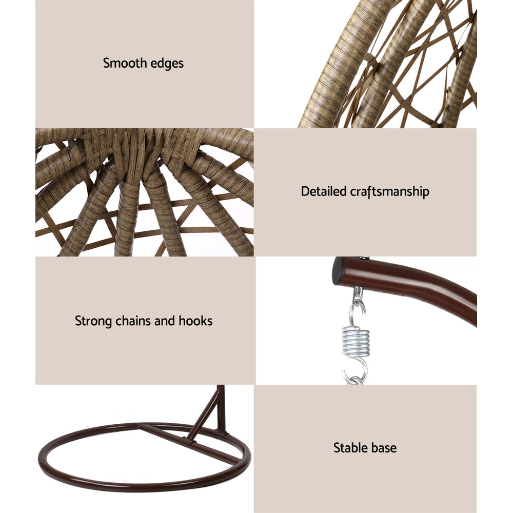 Outdoor Egg Swing Chair Wicker Rattan - Latte