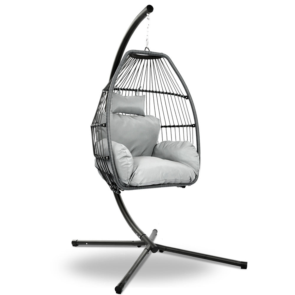 Outdoor Egg Swing Chair Wicker Rope - Grey