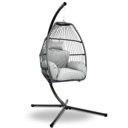 Outdoor Egg Swing Chair Wicker Rope - Grey