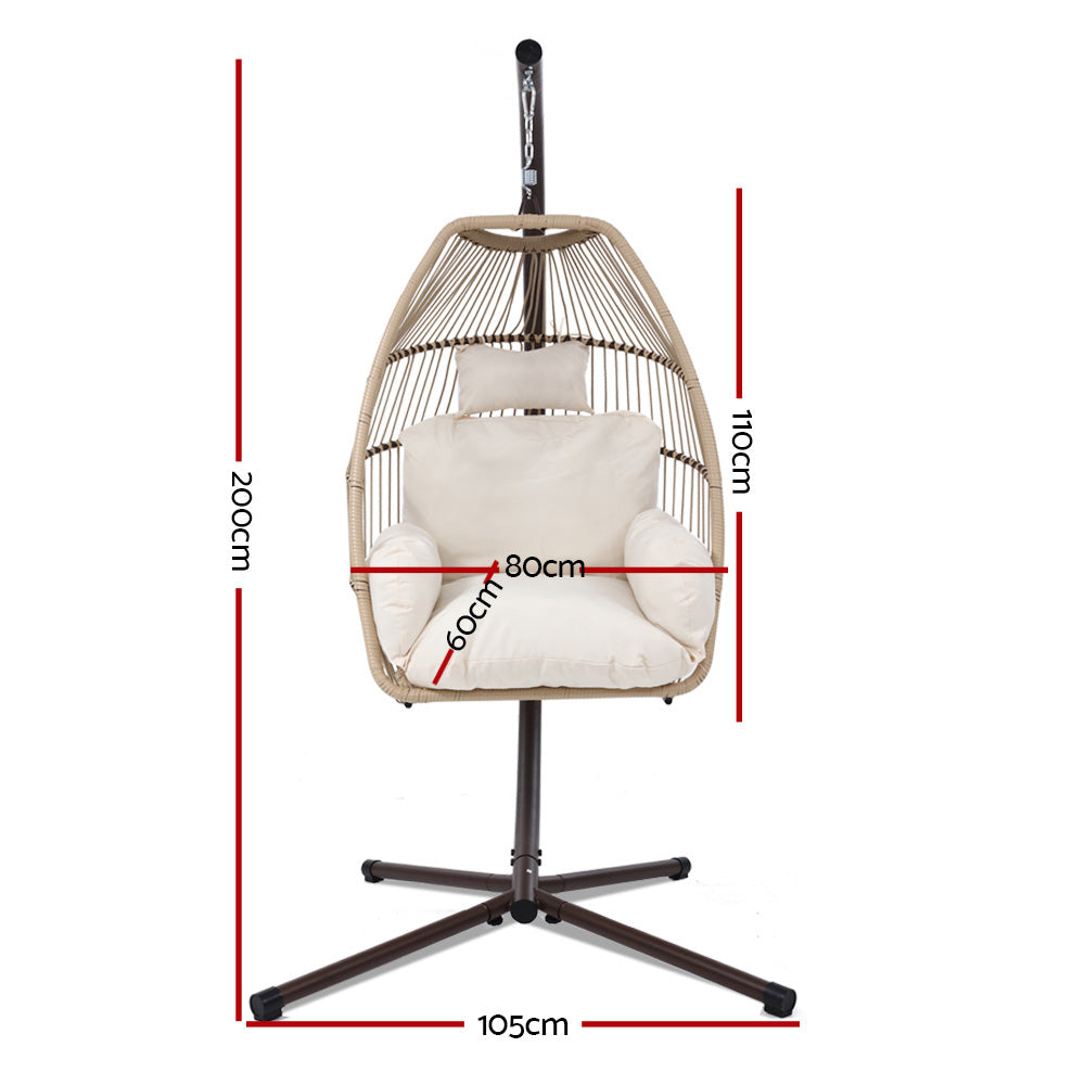 Outdoor Egg Swing Chair Hanging Chair Wicker Rope - Latte