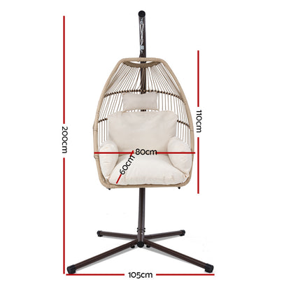 Outdoor Egg Swing Chair Hanging Chair Wicker Rope - Latte