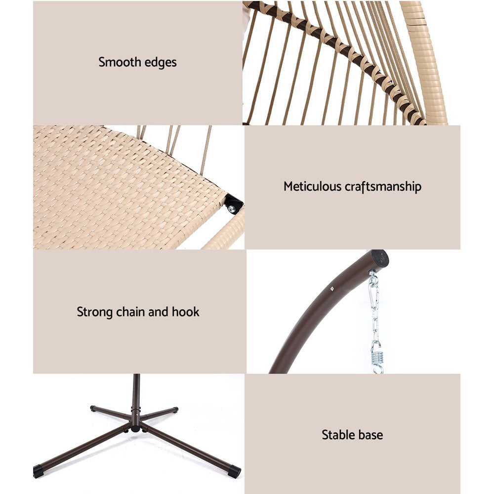 Outdoor Egg Swing Chair Hanging Chair Wicker Rope - Latte