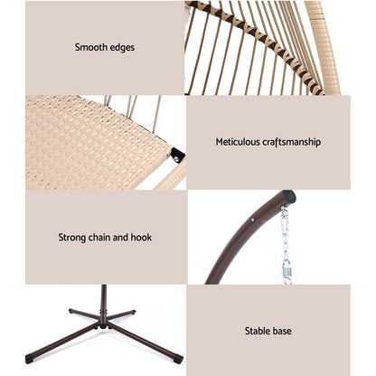 Outdoor Egg Swing Chair Hanging Chair Wicker Rope - Latte