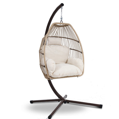 Outdoor Egg Swing Chair Hanging Chair Wicker Rope - Latte