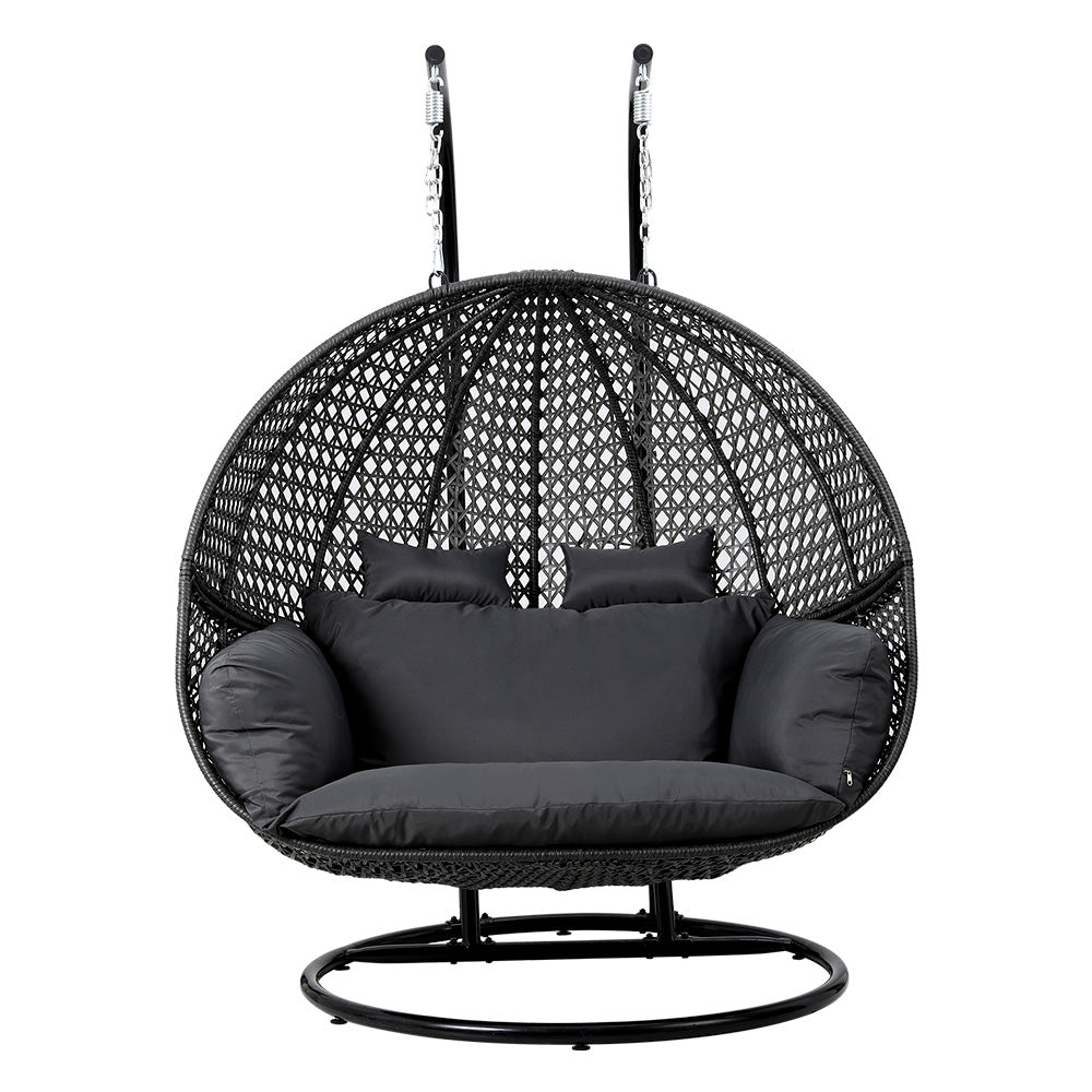 2 Seater Outdoor Egg Swing Chair Wicker - Grey