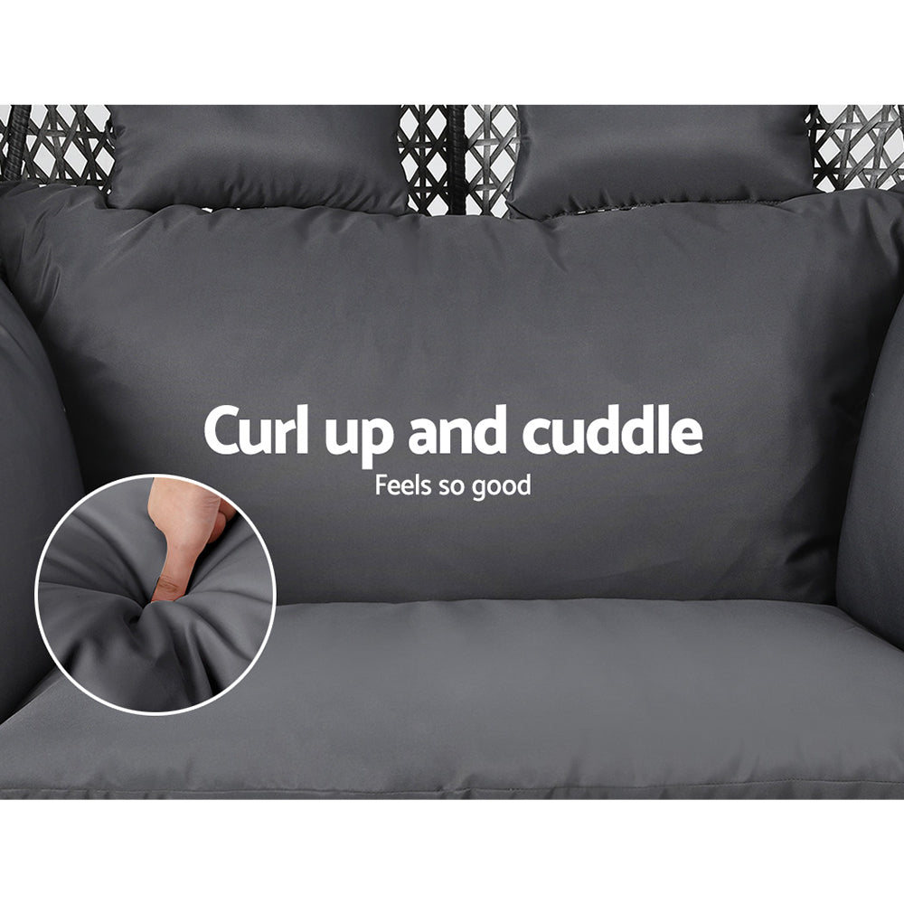 2 Seater Outdoor Egg Swing Chair Wicker - Grey