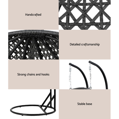 2 Seater Outdoor Egg Swing Chair Wicker - Grey