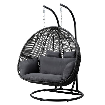 2 Seater Outdoor Egg Swing Chair Wicker - Grey